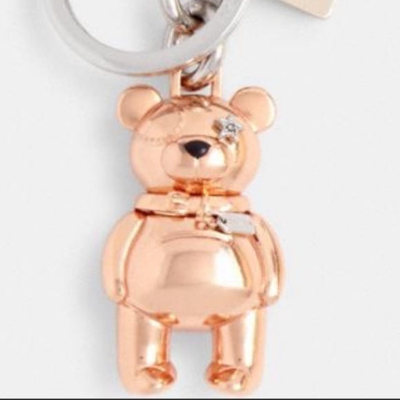 NWT Coach Rose Gold 3D Bear Keychain - Picture 2 of 9